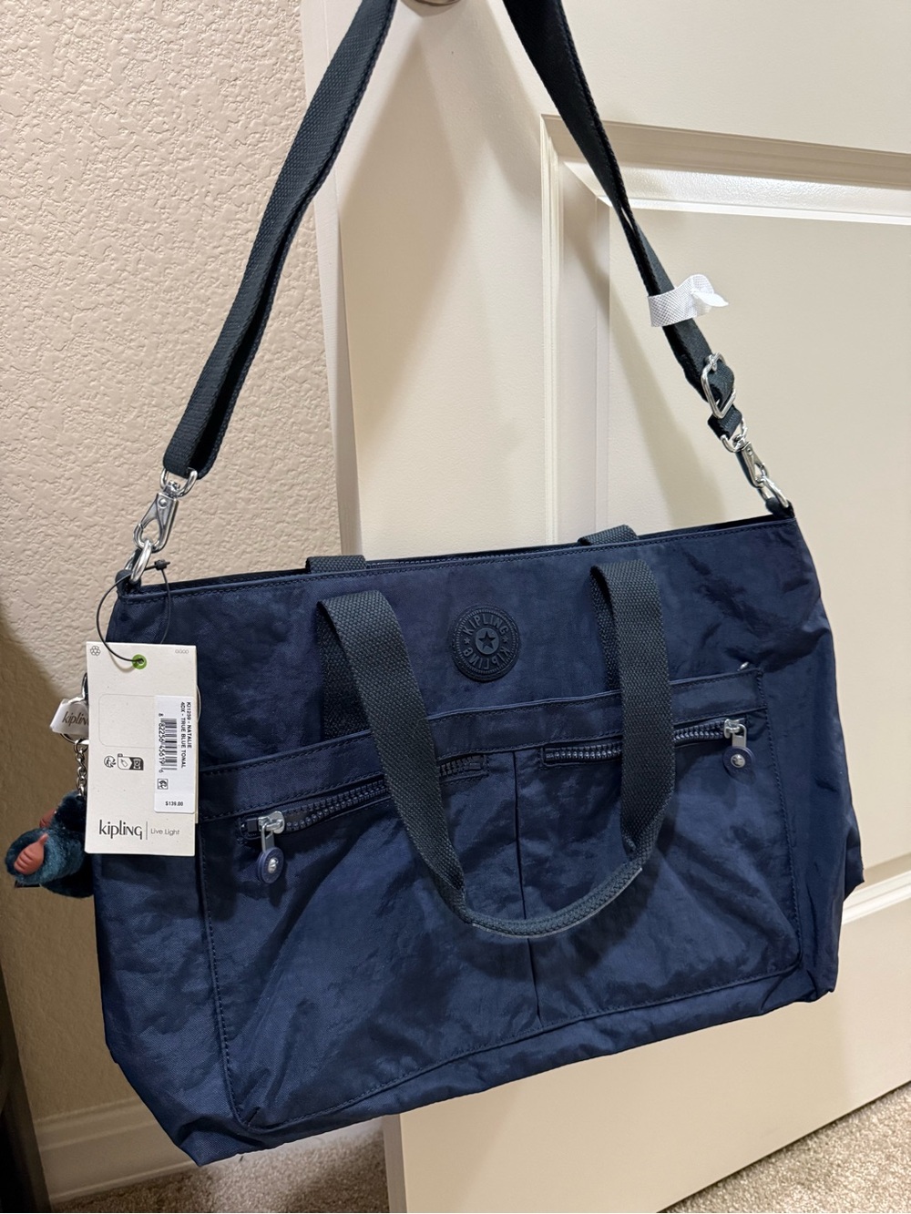 Kipling Natalie Navy Convertible Laptop Tote with Shoulder Strap